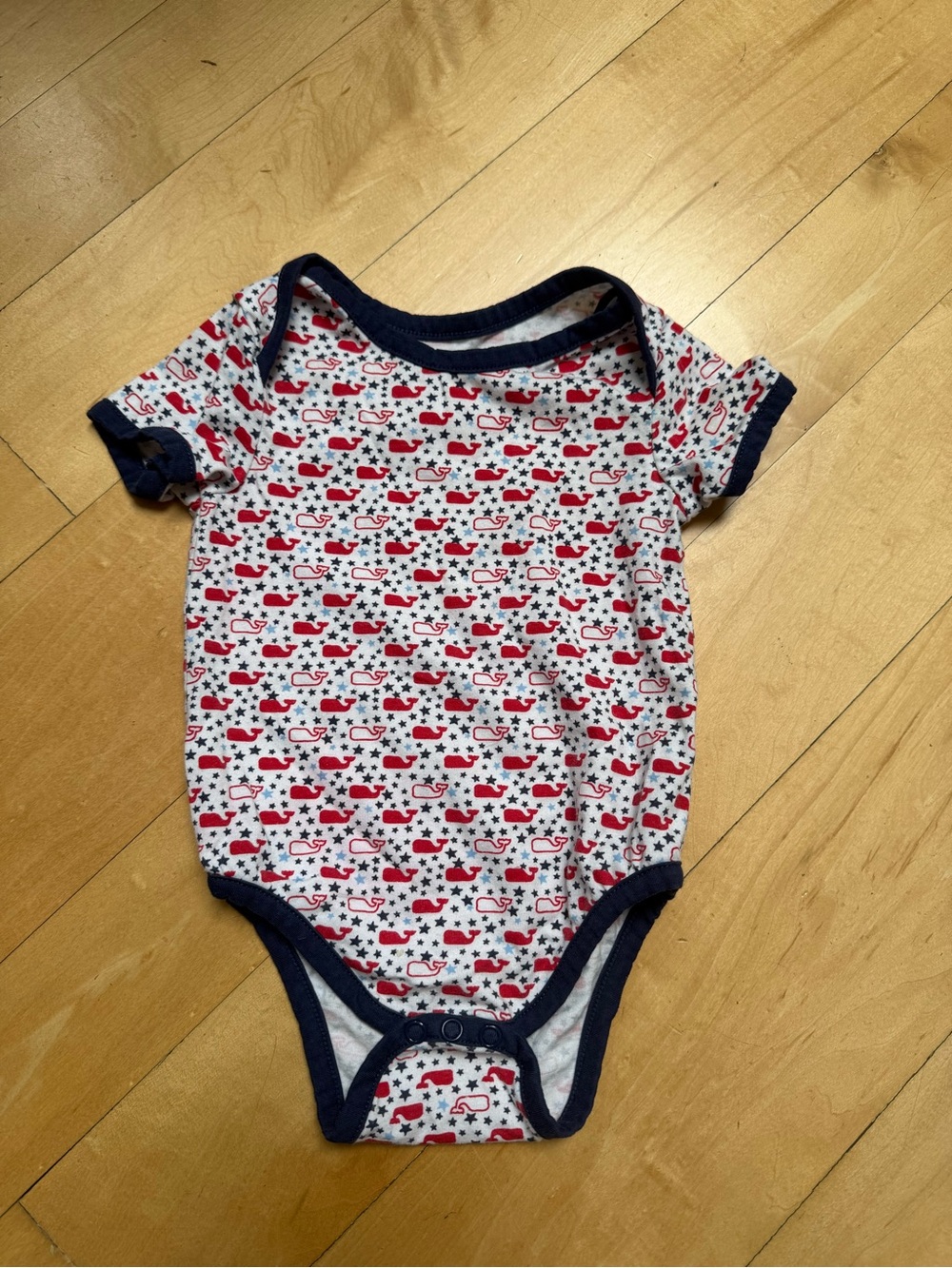 Vineyard Vines x Target Red, White and Blue Navy Whale Print Onesie - 3-6